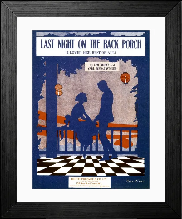 Framed Print : Music cover, Last Night on the Back Porch Framed Print : Music cover, Last Night on the Back Porch