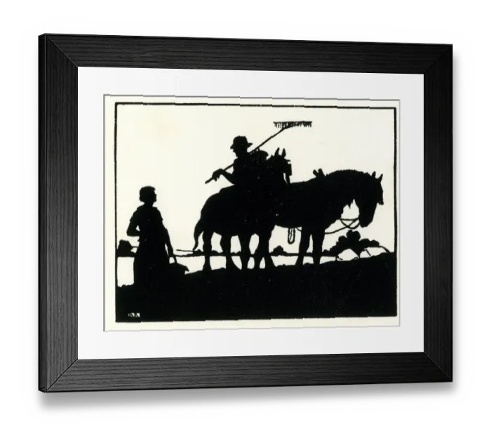 Framed Print : Silhouette, Farm scene, returning from the fields Framed Print : Silhouette, Farm scene, returning from the fields