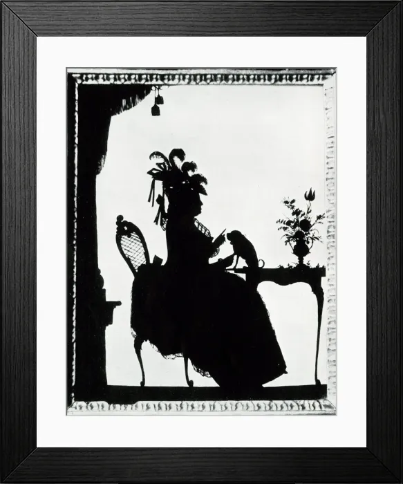 Framed Print : Silhouette, Queen Charlotte and pet dog Framed Print : Silhouette, Queen Charlotte and pet dog