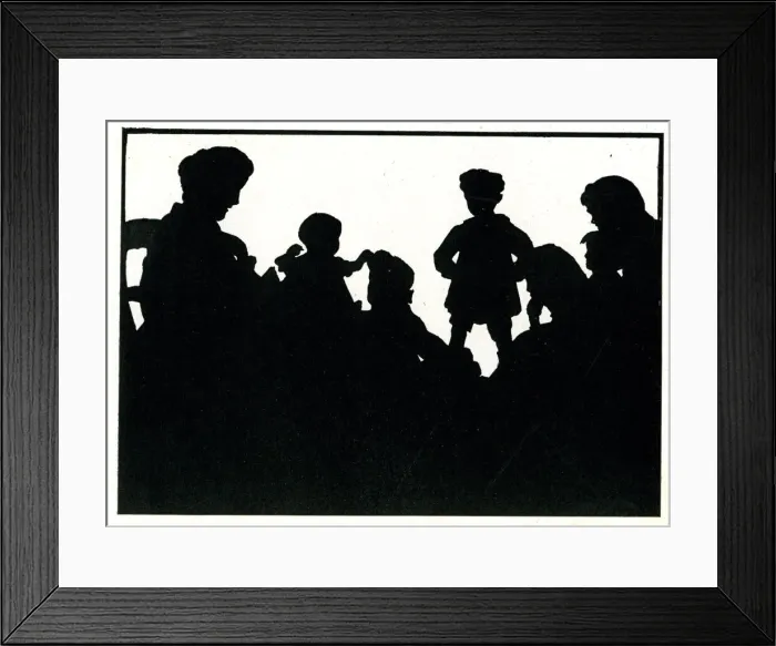 Framed Print : Silhouette, Sans Souci, carefree family relaxing Framed Print : Silhouette, Sans Souci, carefree family relaxing