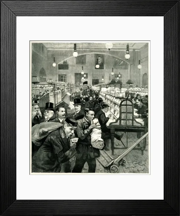 Framed Print : Sorting the Christmas Mail on Christmas Eve Framed Print : Sorting the Christmas Mail on Christmas Eve