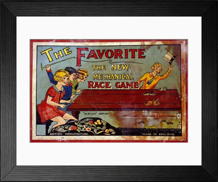 Framed Print : Box lid, The Favorite Mechanical Race Game Framed Print : Box lid, The Favorite Mechanical Race Game