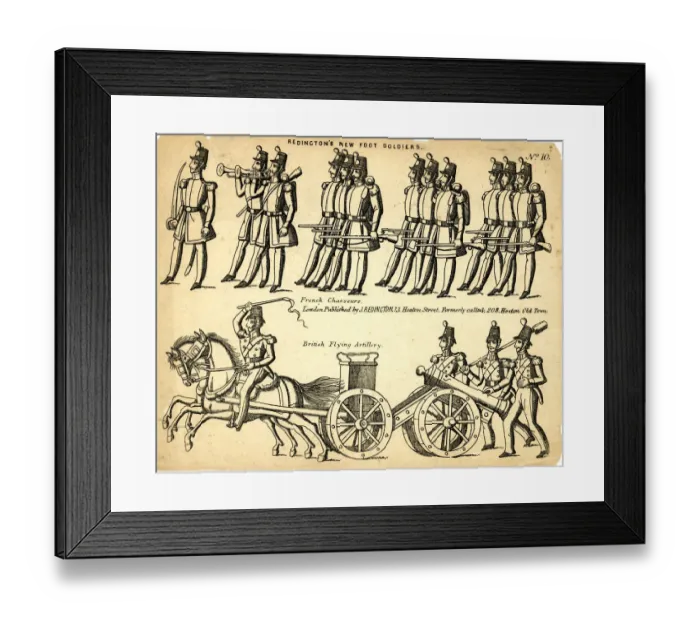 Framed Print : Toy Theatre, Foot Soldiers, Chasseurs and British Artillery Framed Print : Toy Theatre, Foot Soldiers, Chasseurs and British Artillery