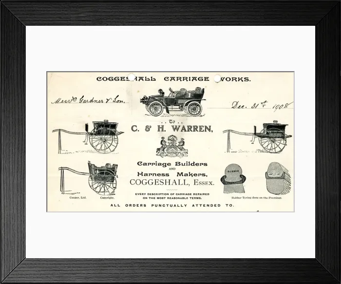 Framed Print : Stationery, C & H Warren, Carriage Builders Framed Print : Stationery, C & H Warren, Carriage Builders