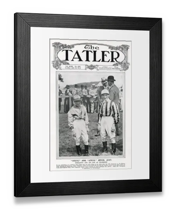 Framed Print : Tatler cover - jockey Steve Donoghue & son Front cover of The Tatler featuring Framed Print : Tatler cover - jockey Steve Donoghue & son Front cover of The Tatler featuring