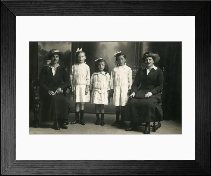 Framed Print : Three Young girls with their Mother and their Aunt (?) Framed Print : Three Young girls with their Mother and their Aunt (?)
