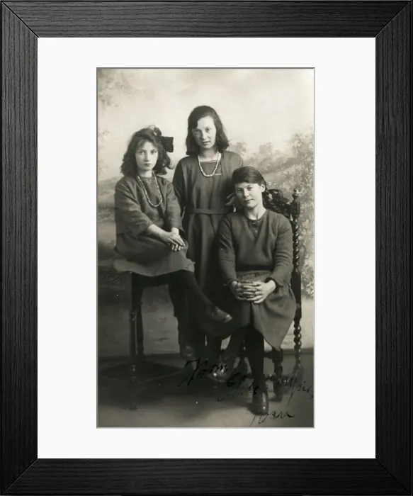 Framed Print : Three young ladies pose for a formal studio portrait Framed Print : Three young ladies pose for a formal studio portrait