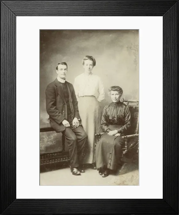 Framed Print : A Honeymoon Group - a new couple with Mother Framed Print : A Honeymoon Group - a new couple with Mother