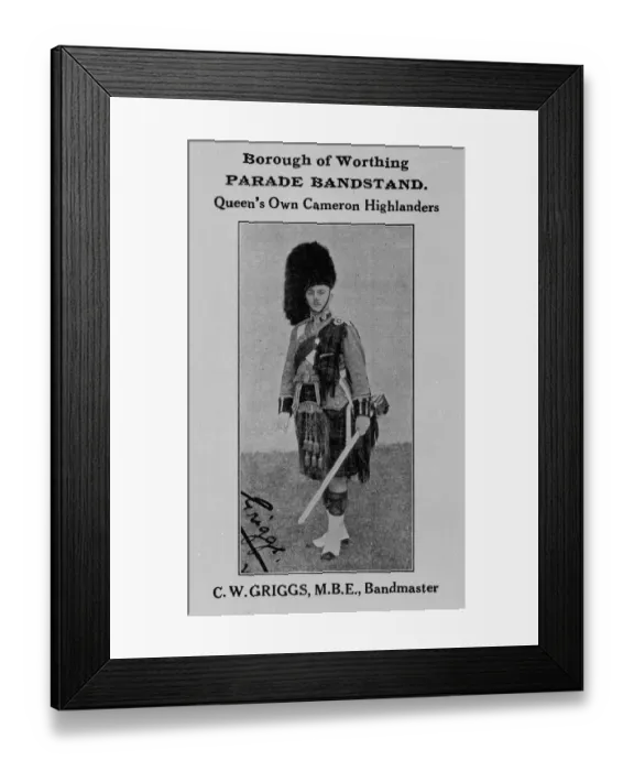 Framed Print : C W Griggs MBE, Bandmaster, Borough of Worthing, Sussex