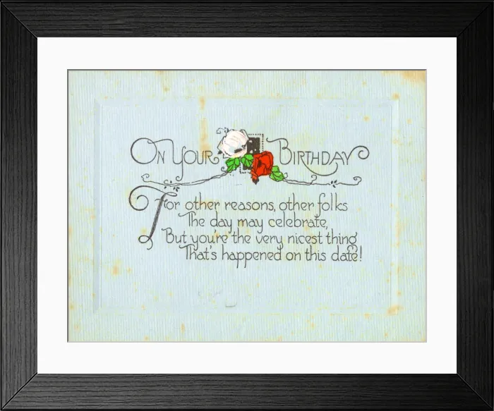 Framed Print : 1930s childs birthday card Framed Print : 1930s childs birthday card