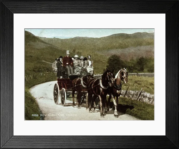 Framed Print : Rob Roy Highland Coach with passengers, Scotland Framed Print : Rob Roy Highland Coach with passengers, Scotland