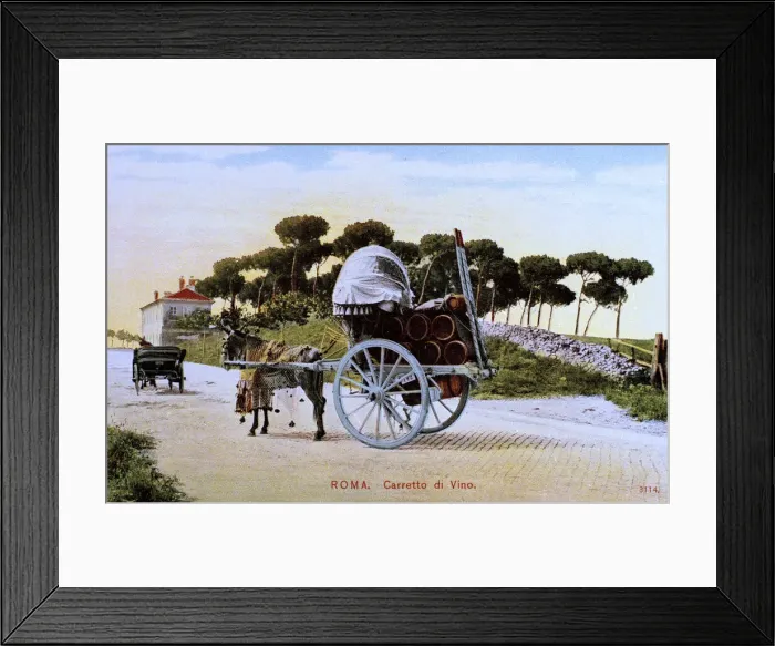 Framed Print : Wine cart on a country road near Rome, Italy Framed Print : Wine cart on a country road near Rome, Italy