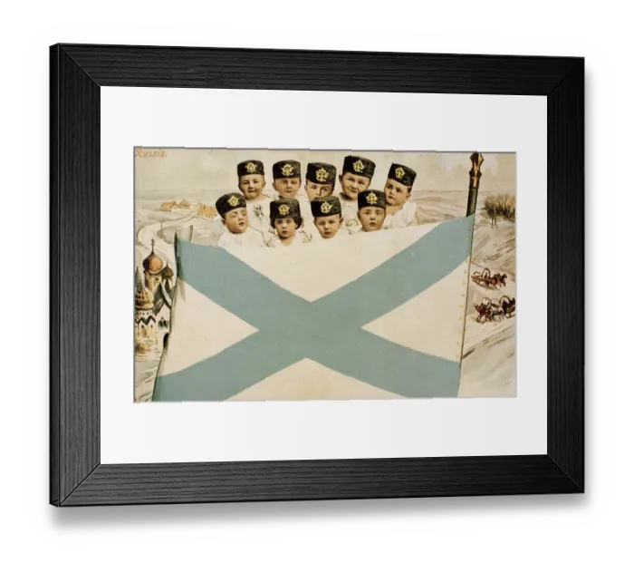 Framed Print : Naval cadets with flag of the Imperial Russian Navy Framed Print : Naval cadets with flag of the Imperial Russian Navy