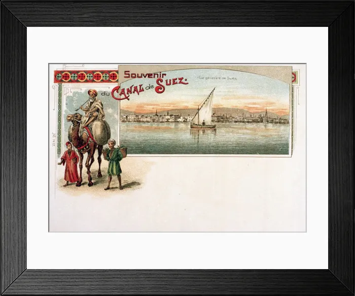 Framed Print : Souvenir postcard of the Suez Canal, Egypt Framed Print : Souvenir postcard of the Suez Canal, Egypt