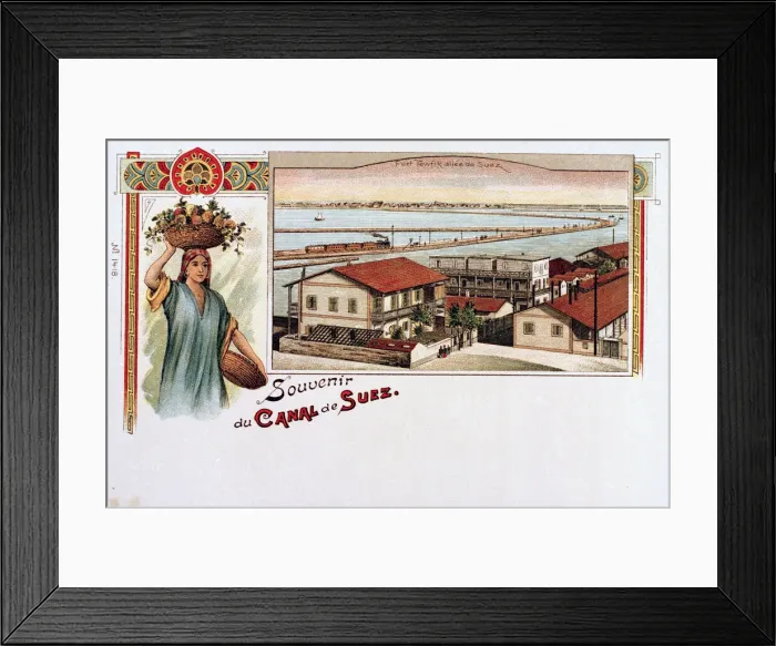 Framed Print : Souvenir postcard of Port Tewfik, Suez Canal, Egypt Framed Print : Souvenir postcard of Port Tewfik, Suez Canal, Egypt
