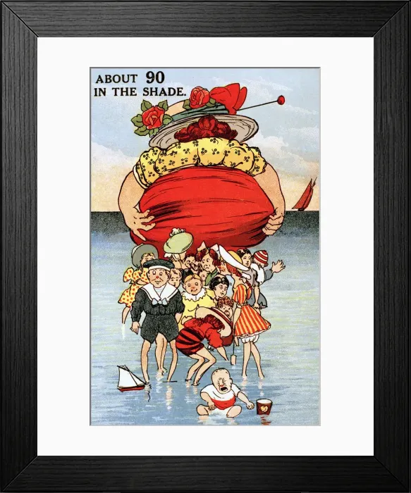 Framed Print : Comic postcard, About 90 in the Shade Framed Print : Comic postcard, About 90 in the Shade