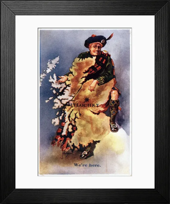 Framed Print : Scotsman with map of Scotland, pinpointing Pitlochry