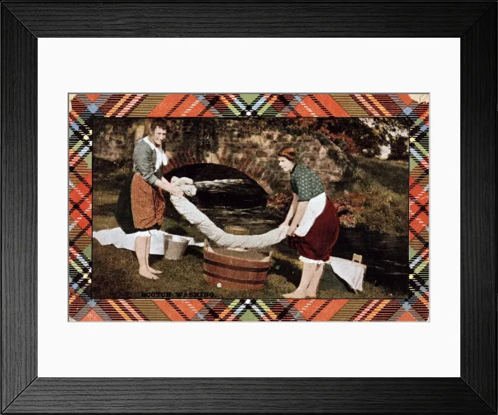 Framed Print : Two Scotswomen washing clothes by a river Framed Print : Two Scotswomen washing clothes by a river