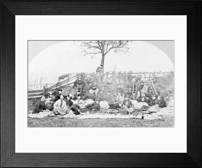 Framed Print : Group photo, people at a picnic to celebrate a wedding Framed Print : Group photo, people at a picnic to celebrate a wedding
