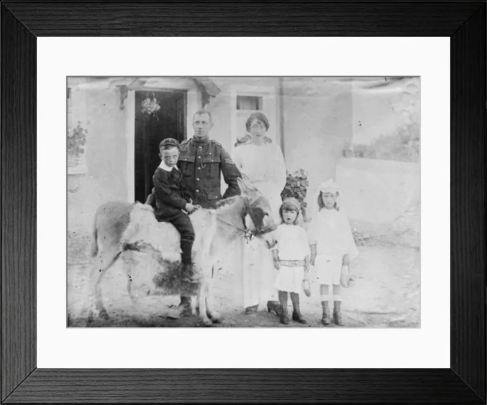 Framed Print : Family with donkey, Barnsley, West Yorkshire Framed Print : Family with donkey, Barnsley, West Yorkshire