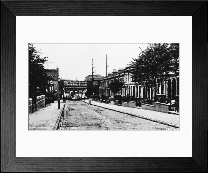 Framed Print : Coborn Road with station bridge, Bow, East London Framed Print : Coborn Road with station bridge, Bow, East London