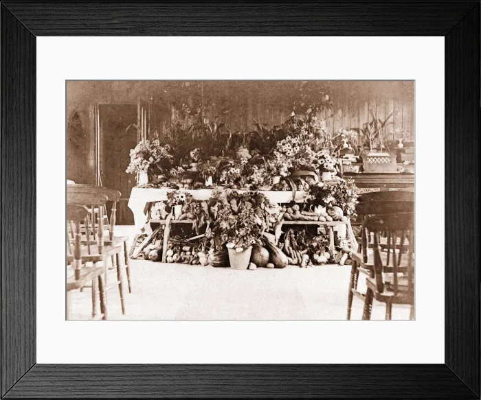 Framed Print : Harvest festival, display of vegetables and flowers Framed Print : Harvest festival, display of vegetables and flowers
