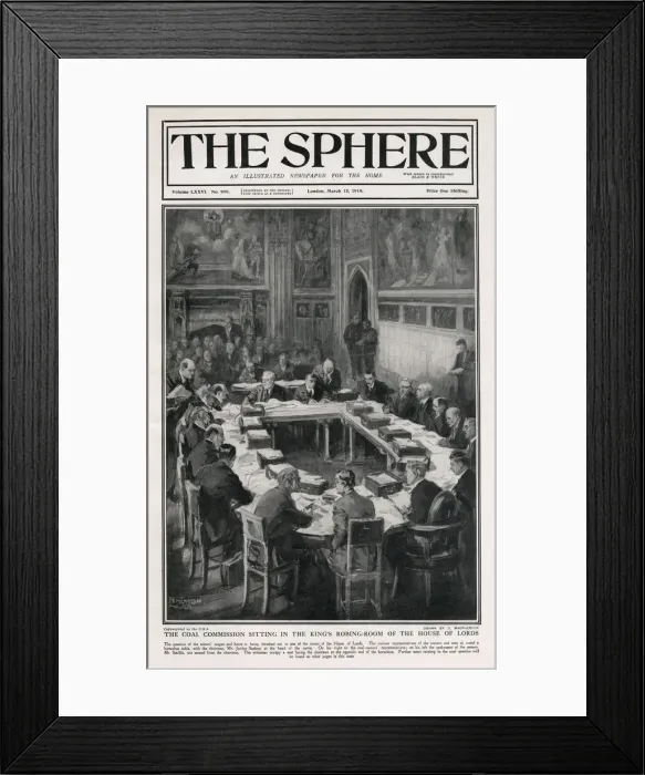 Framed Print : Coal Commission sit in Kings Robing Room - House of Lords Framed Print : Coal Commission sit in Kings Robing Room - House of Lords