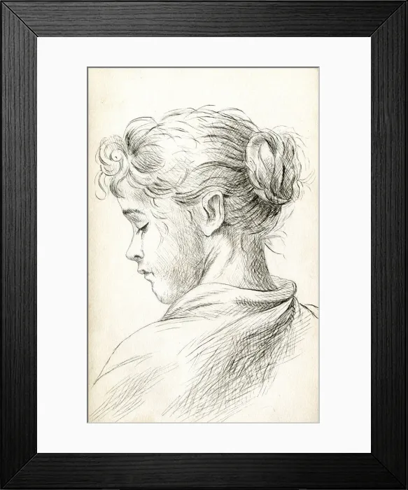 Framed Print : Artwork by Florence Auerbach, profile of a young woman Framed Print : Artwork by Florence Auerbach, profile of a young woman