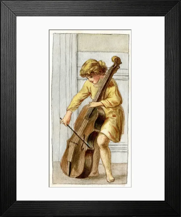 Framed Print : Artwork by Florence Auerbach, boy playing cello Framed Print : Artwork by Florence Auerbach, boy playing cello