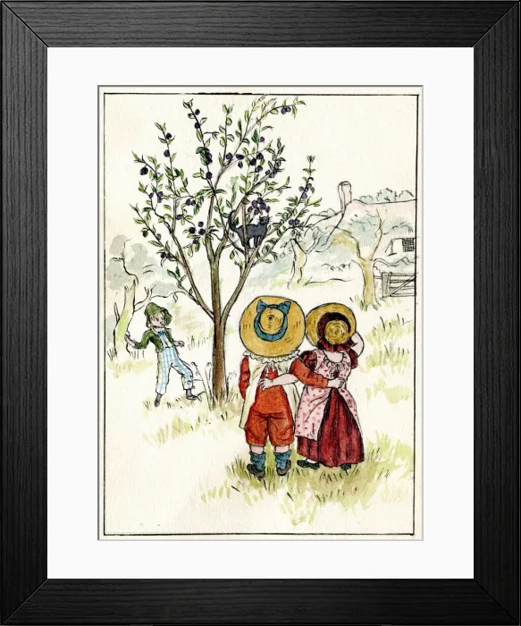 Framed Print : Artwork by Florence Auerbach, children in a garden Framed Print : Artwork by Florence Auerbach, children in a garden