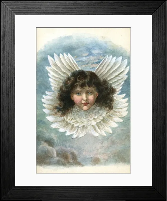 Framed Print : Artwork by Florence Auerbach, cherub head with wings Framed Print : Artwork by Florence Auerbach, cherub head with wings