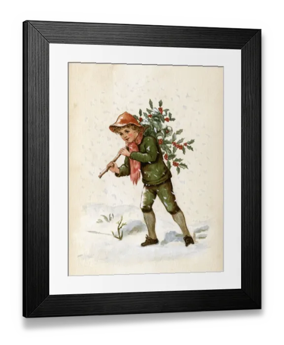Framed Print : Artwork by Florence Auerbach, boy with holly Framed Print : Artwork by Florence Auerbach, boy with holly