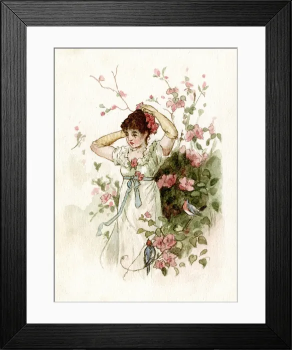 Framed Print : Artwork by Florence Auerbach, girl in a garden Framed Print : Artwork by Florence Auerbach, girl in a garden