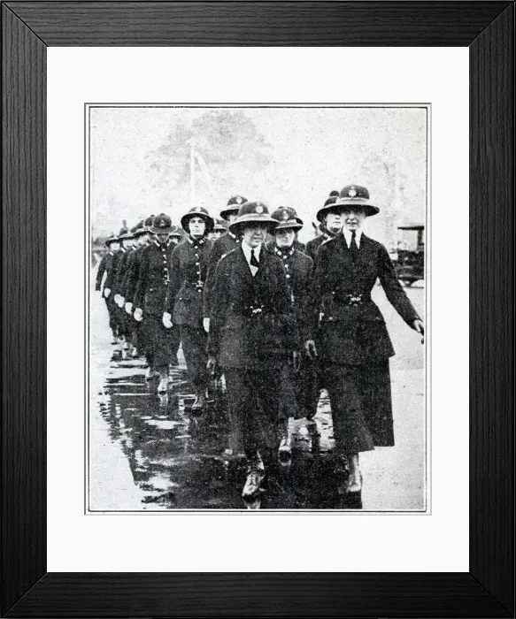 Framed Print : Peace Day Celebrations - Female Police in uniform WWI Framed Print : Peace Day Celebrations - Female Police in uniform WWI