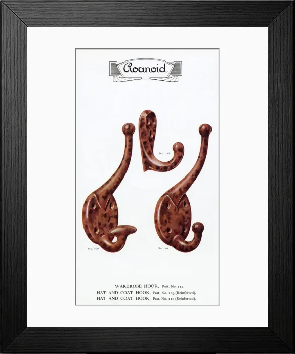 Framed Print : Roanoid bakelite wardrobe hooks Framed Print : Roanoid bakelite wardrobe hooks