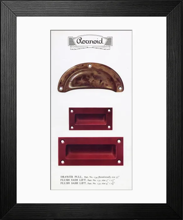 Framed Print : Roanoid bakelite drawer pull and sash window lifts Framed Print : Roanoid bakelite drawer pull and sash window lifts