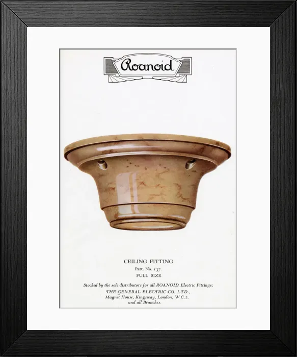 Framed Print : Roanoid bakelite ceiling fitting Framed Print : Roanoid bakelite ceiling fitting