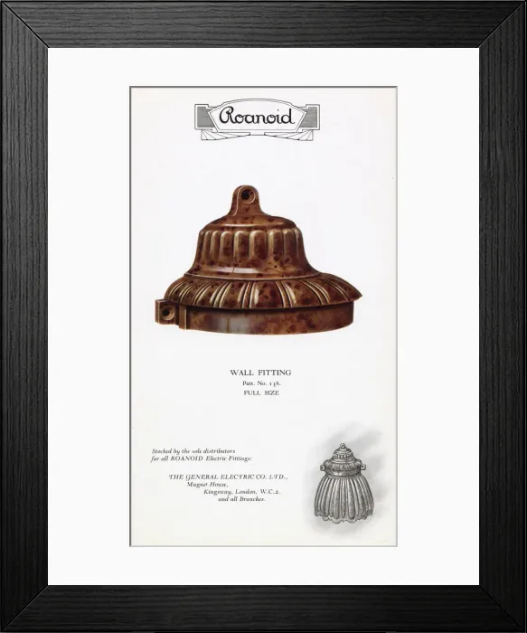 Framed Print : Roanoid bakelite wall fitting Framed Print : Roanoid bakelite wall fitting