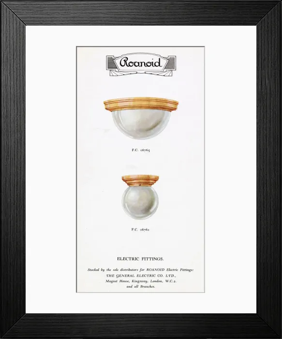 Framed Print : Roanoid bakelite electric light fittings Framed Print : Roanoid bakelite electric light fittings