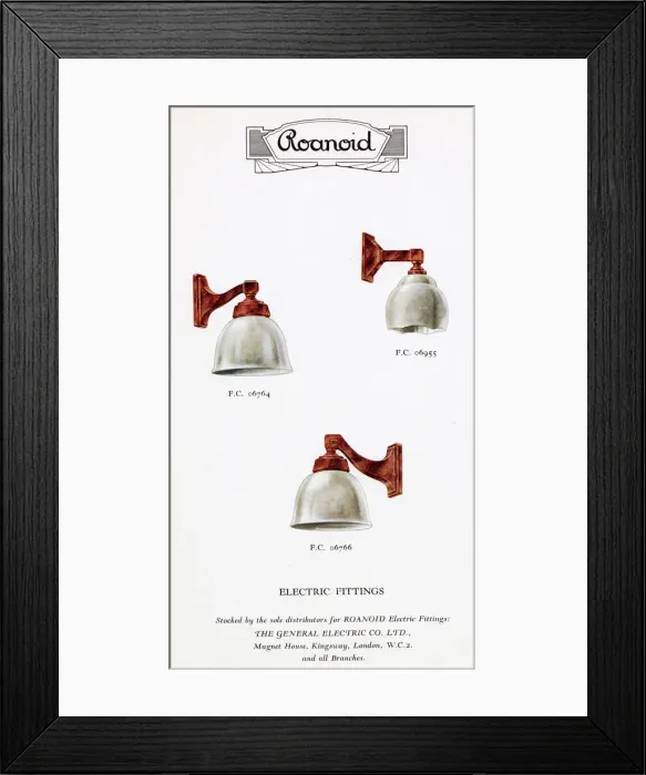 Framed Print : Roanoid bakelite electric light fittings Framed Print : Roanoid bakelite electric light fittings