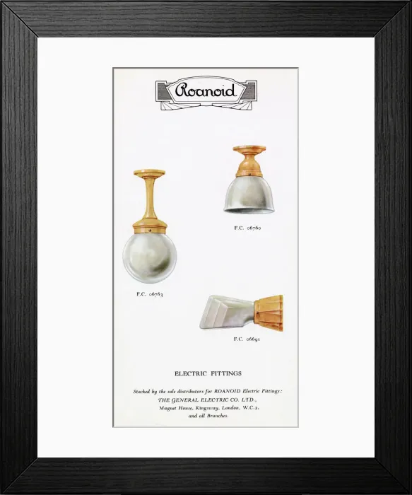 Framed Print : Roanoid bakelite electric light fittings Framed Print : Roanoid bakelite electric light fittings