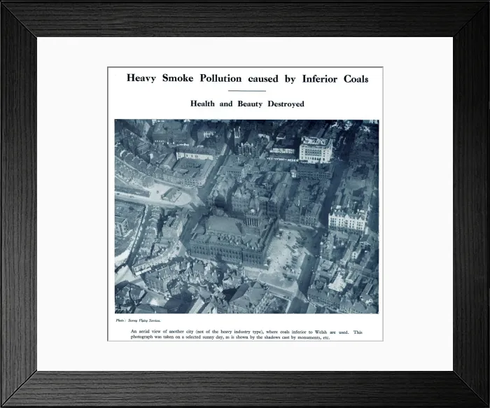 Framed Print : Aerial view of a city with heavy smoke pollution Framed Print : Aerial view of a city with heavy smoke pollution