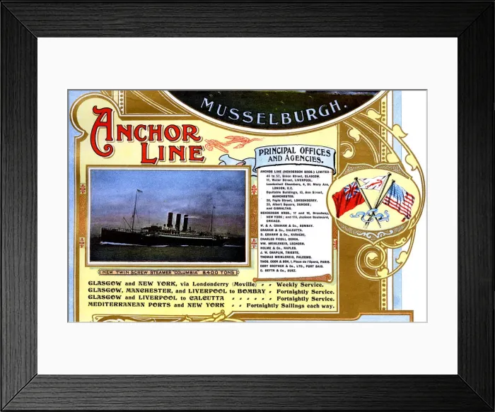 Framed Print : Advert, Anchor Line Ferry Steamers Framed Print : Advert, Anchor Line Ferry Steamers