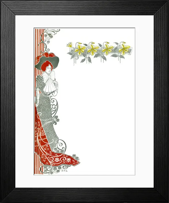 Framed Print : Art Nouveau style Invitation Card or Menu Framed Print : Art Nouveau style Invitation Card or Menu