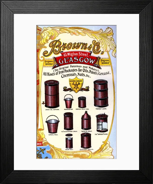 Framed Print : Advert, Brown & Co, Glasgow, Scotland Framed Print : Advert, Brown & Co, Glasgow, Scotland