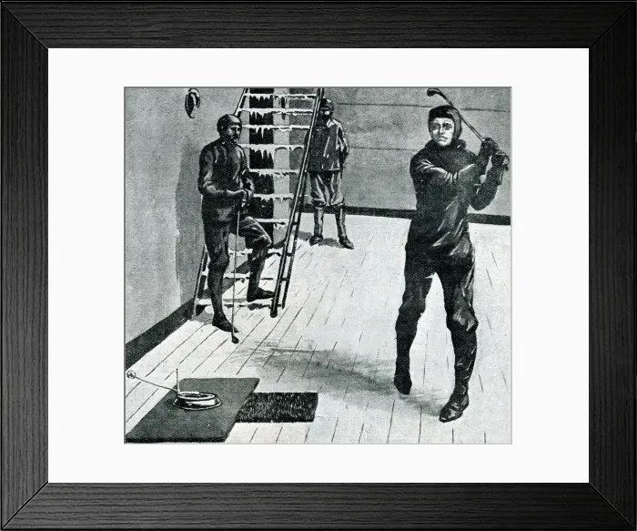 Framed Print : Captain Scott playing Real Golf on board The Discovery Framed Print : Captain Scott playing Real Golf on board The Discovery