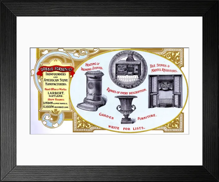 Framed Print : Advert, Dobbie, Forbes & Co, Ironfounders, Scotland Framed Print : Advert, Dobbie, Forbes & Co, Ironfounders, Scotland