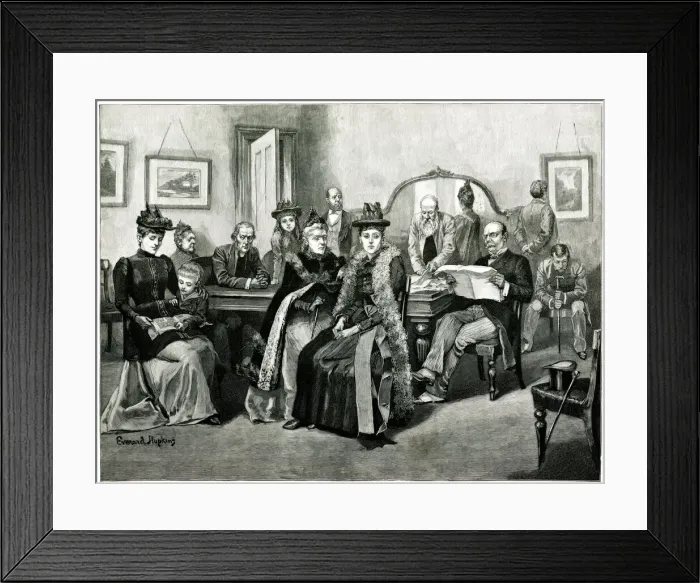 Framed Print : Scene in a doctors waiting room, London Framed Print : Scene in a doctors waiting room, London
