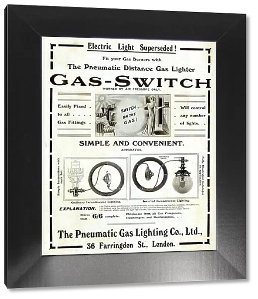 Advert, Gas Switch, The Pneumatic Gas Lighting Co Ltd