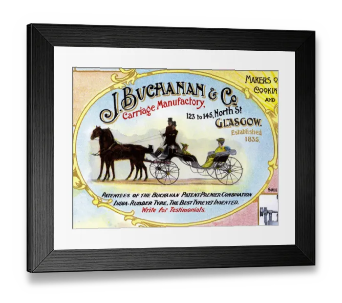 Framed Print : Advert, J Buchanan & Co, Carriage Makers, Glasgow Framed Print : Advert, J Buchanan & Co, Carriage Makers, Glasgow